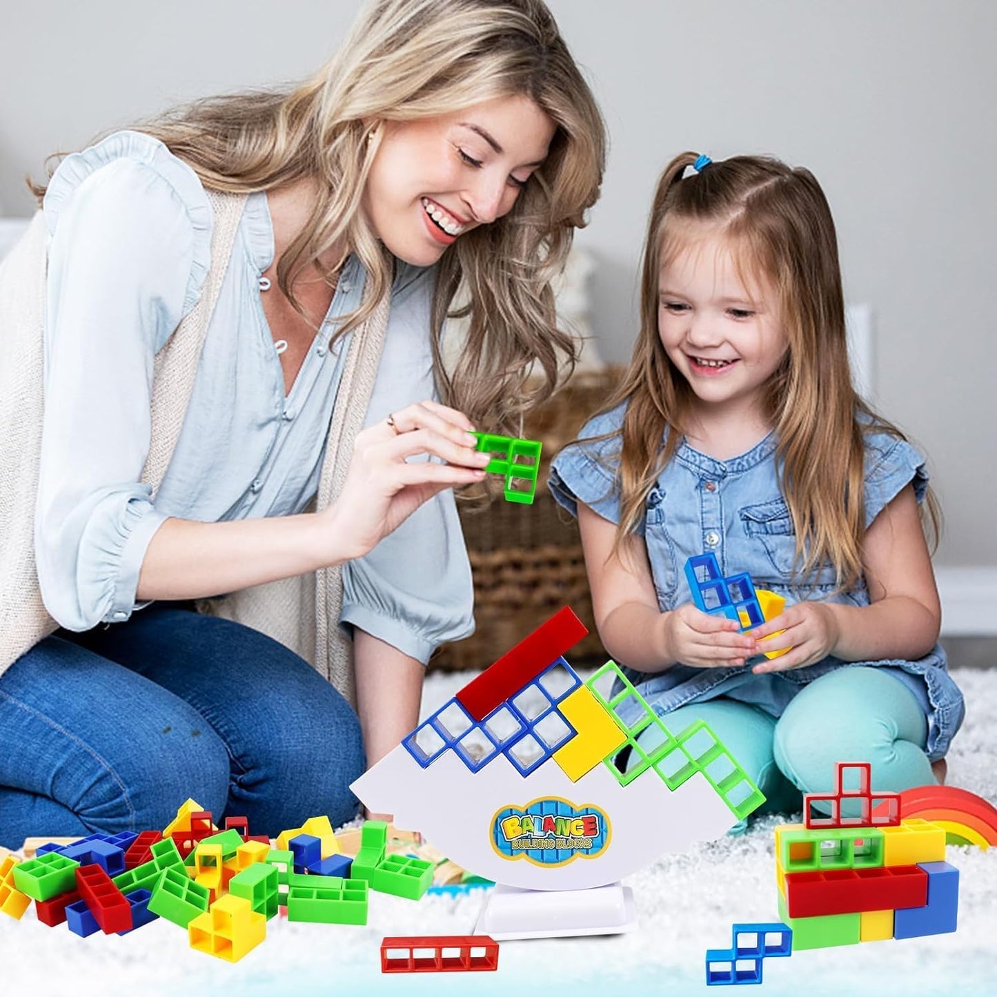 Estoy Swinging Tetra Tower Balancing Puzzle Stacking Game Tumbling Tower STEM Toy Interactive Building Blocks for Kids and Adults Brain Teaser Birthday Gift for Boys and Girls