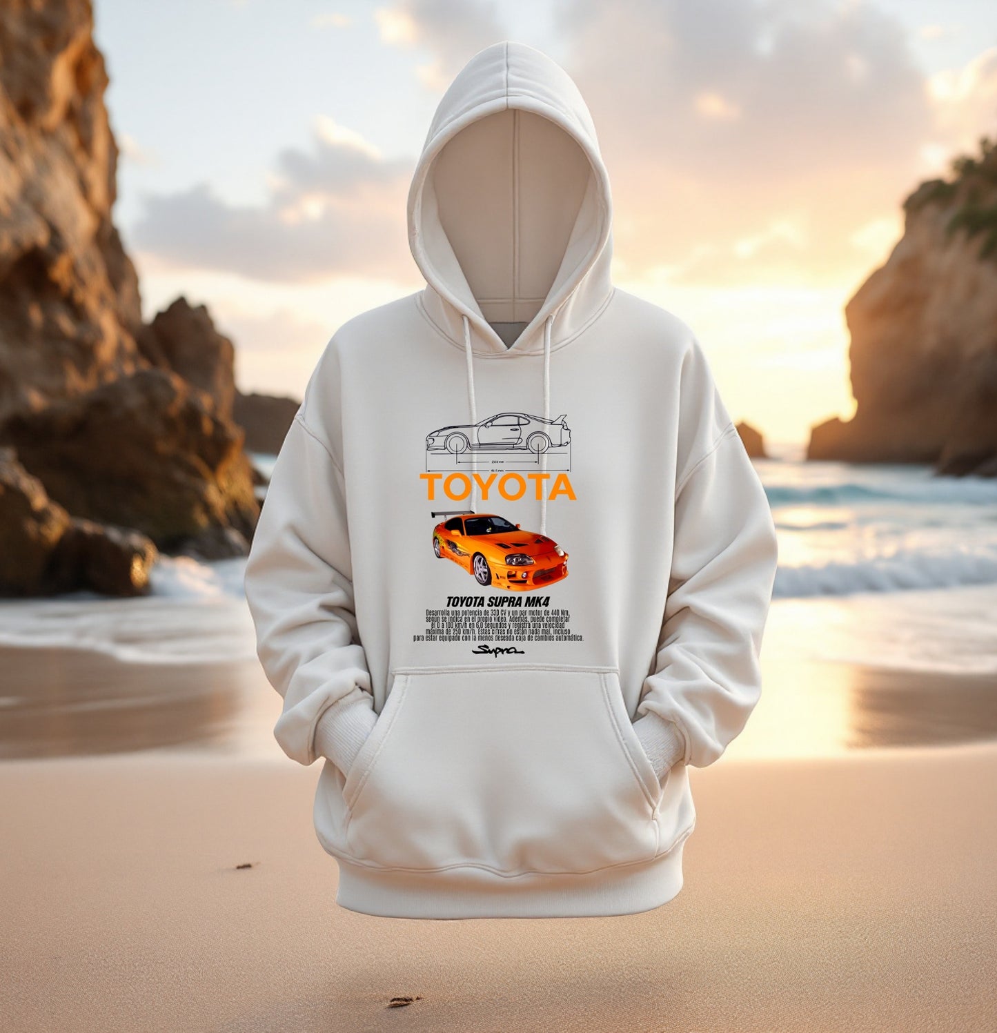 Toyota Supra MK4 JDM Hoodie – Orange A80 Car Graphic