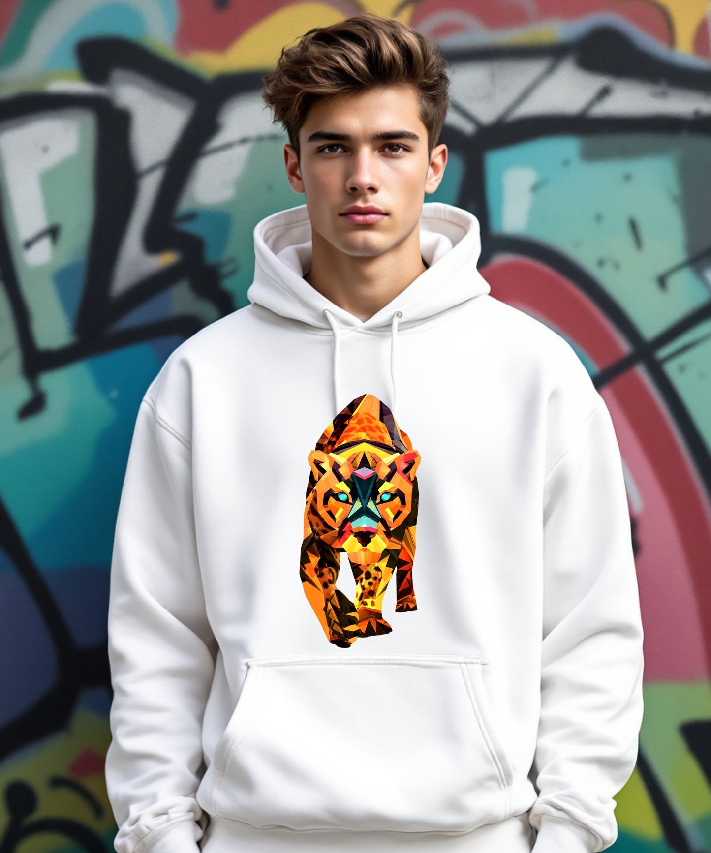 Geometric Tiger Hoodie – Bold Artistic Streetwear