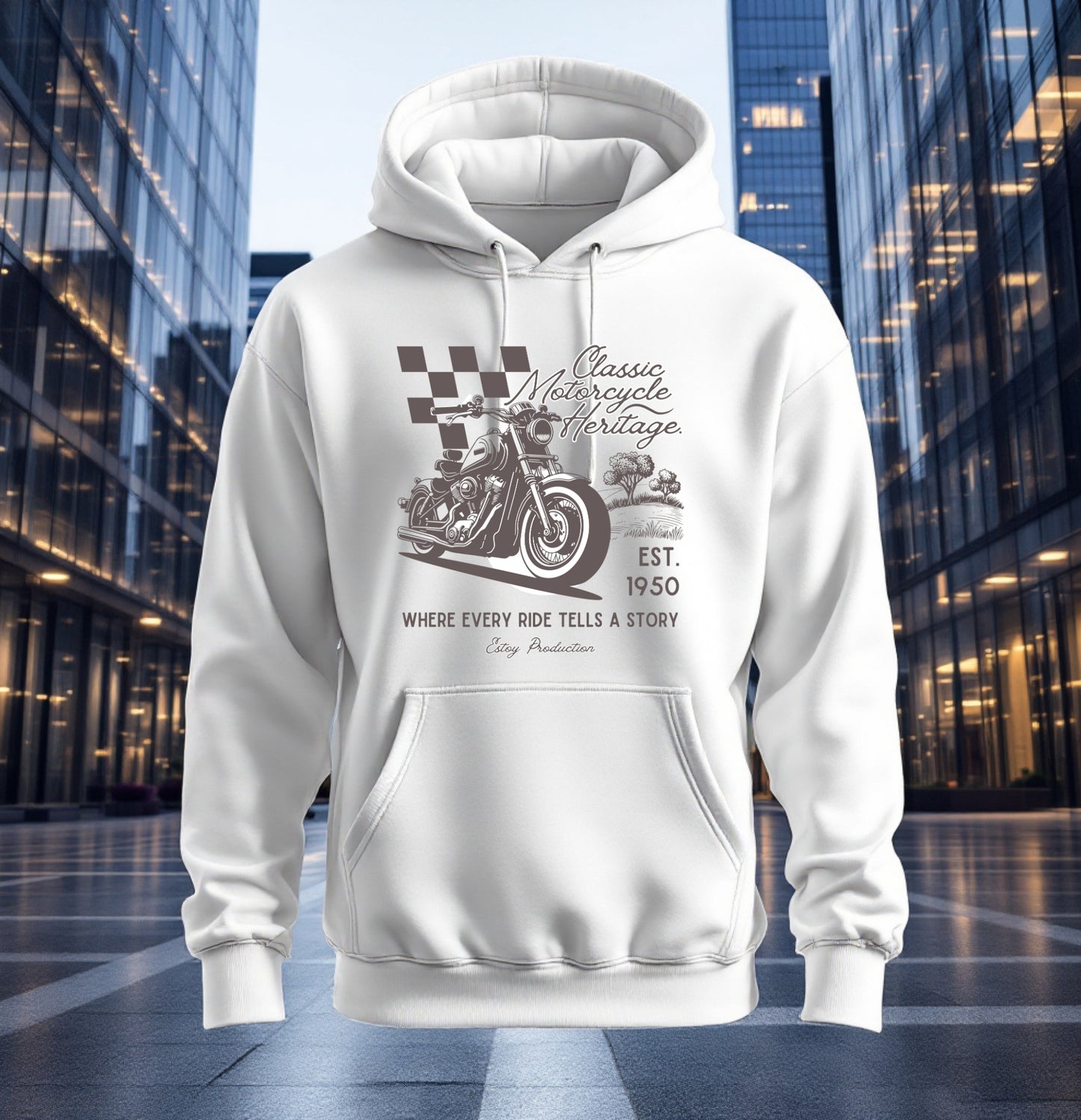 Classic Motorcycle Heritage Hoodie - Vintage Ride Sweatshirt, EST 1950, Retro Biker Style
