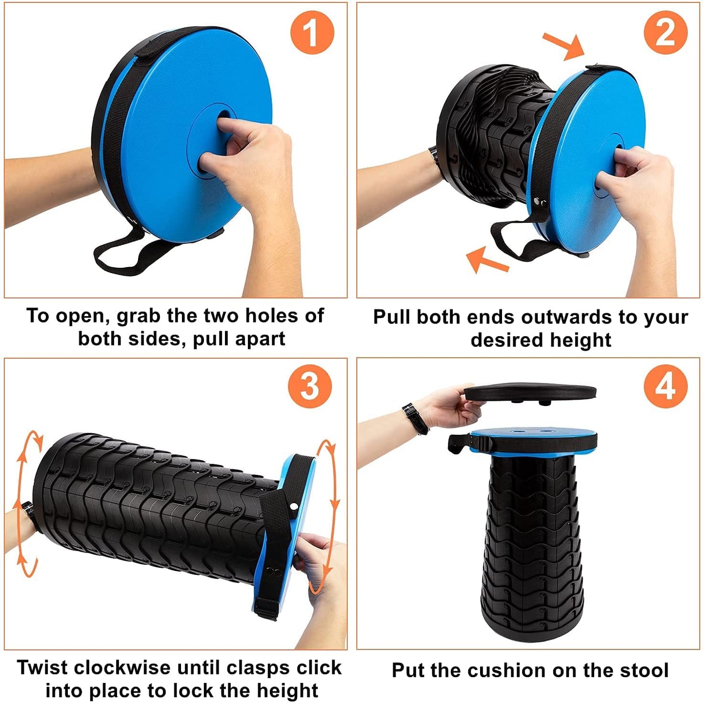 Adjustable & Portable Telescopic Folding Stool