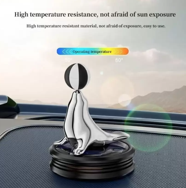 Solar-Powered Rotating Seal Ornament – Unique Desk Decoration