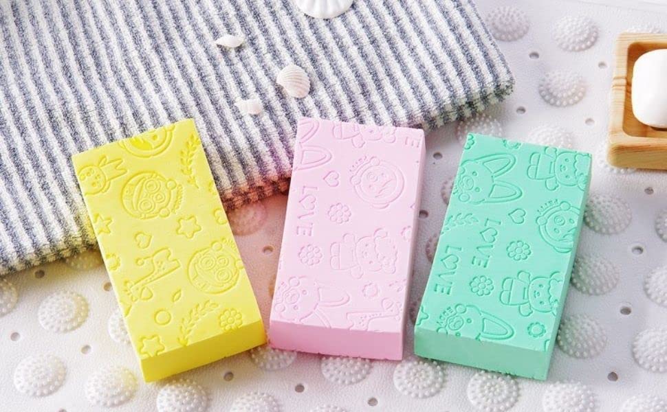 2pcs Dead Skin Remover Sponge - Cute Embossed Pink Soap – Gentle & Moisturizing