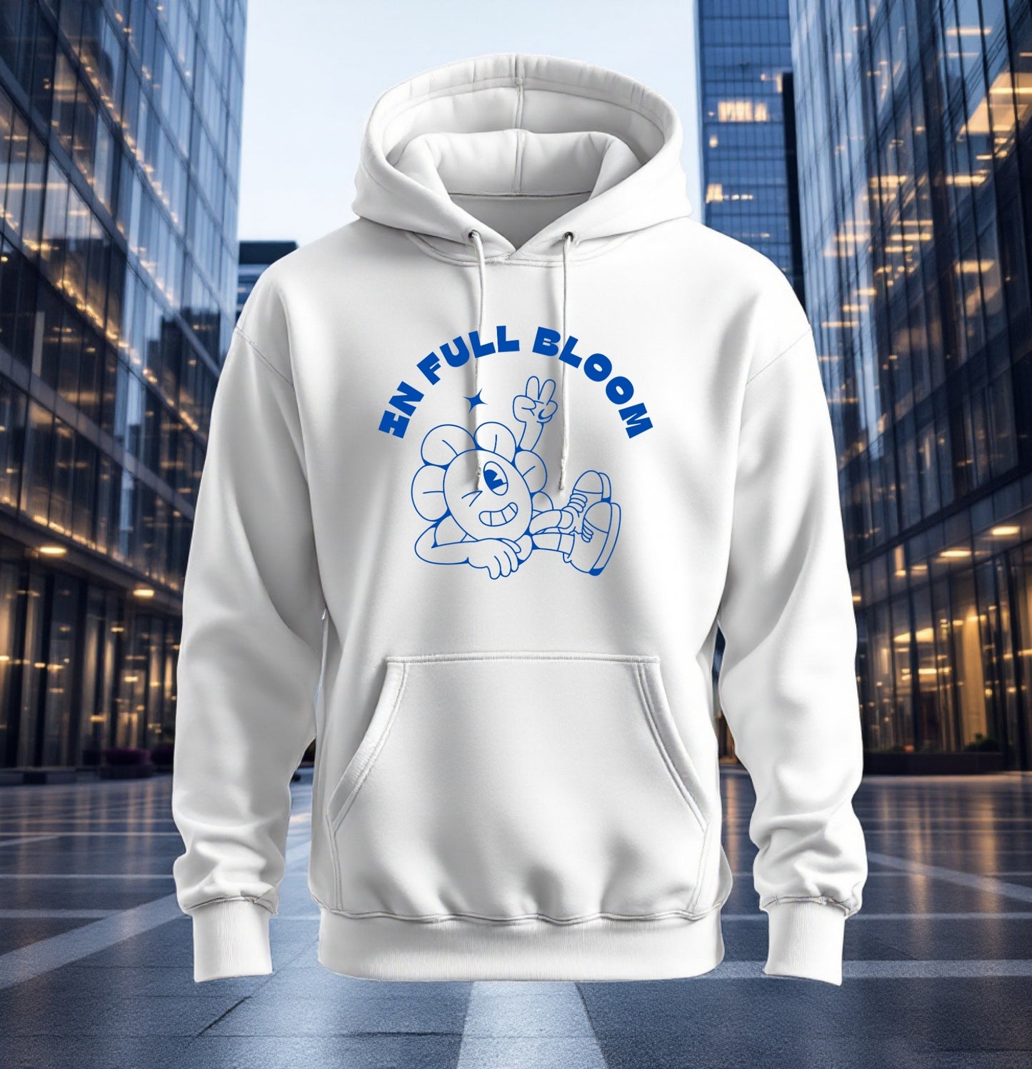 In Full Bloom Hoodie - Cute Flower Character Sweatshirt, Positive Vibes Apparel, Fun Cartoon Hoodie