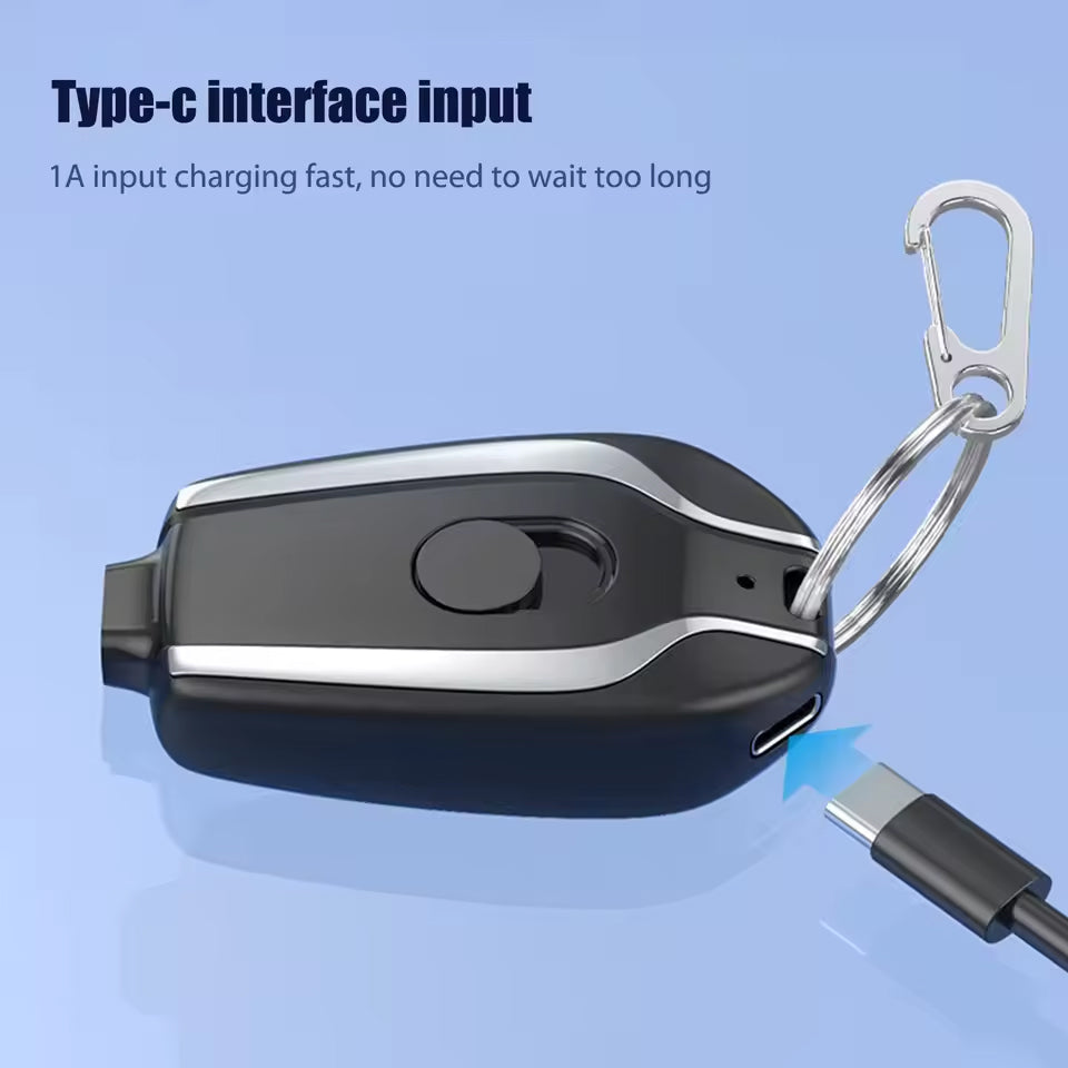 Mini Finger Charger, Ultra-Portable Emergency Power Bank | 1500mAh Mini Emergency Power Bank Keychain Charger