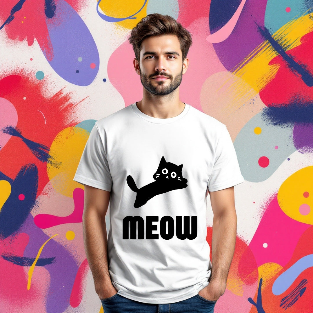 Cute Black Cat Meow T-Shirt