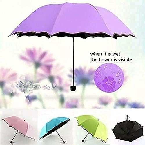 Fancy Magic Umbrella Changing Secret Blossoms Occur Stylish Windproof Double Layer with Water Magic Print 3 Fold Umbrella for Girls, Women, Boys