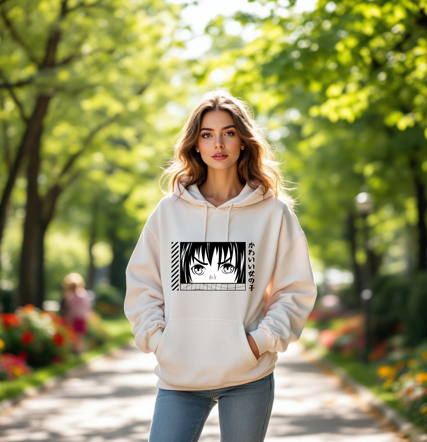 Kawaii Anime Eyes Hoodie – Japanese Streetwear Aesthetic