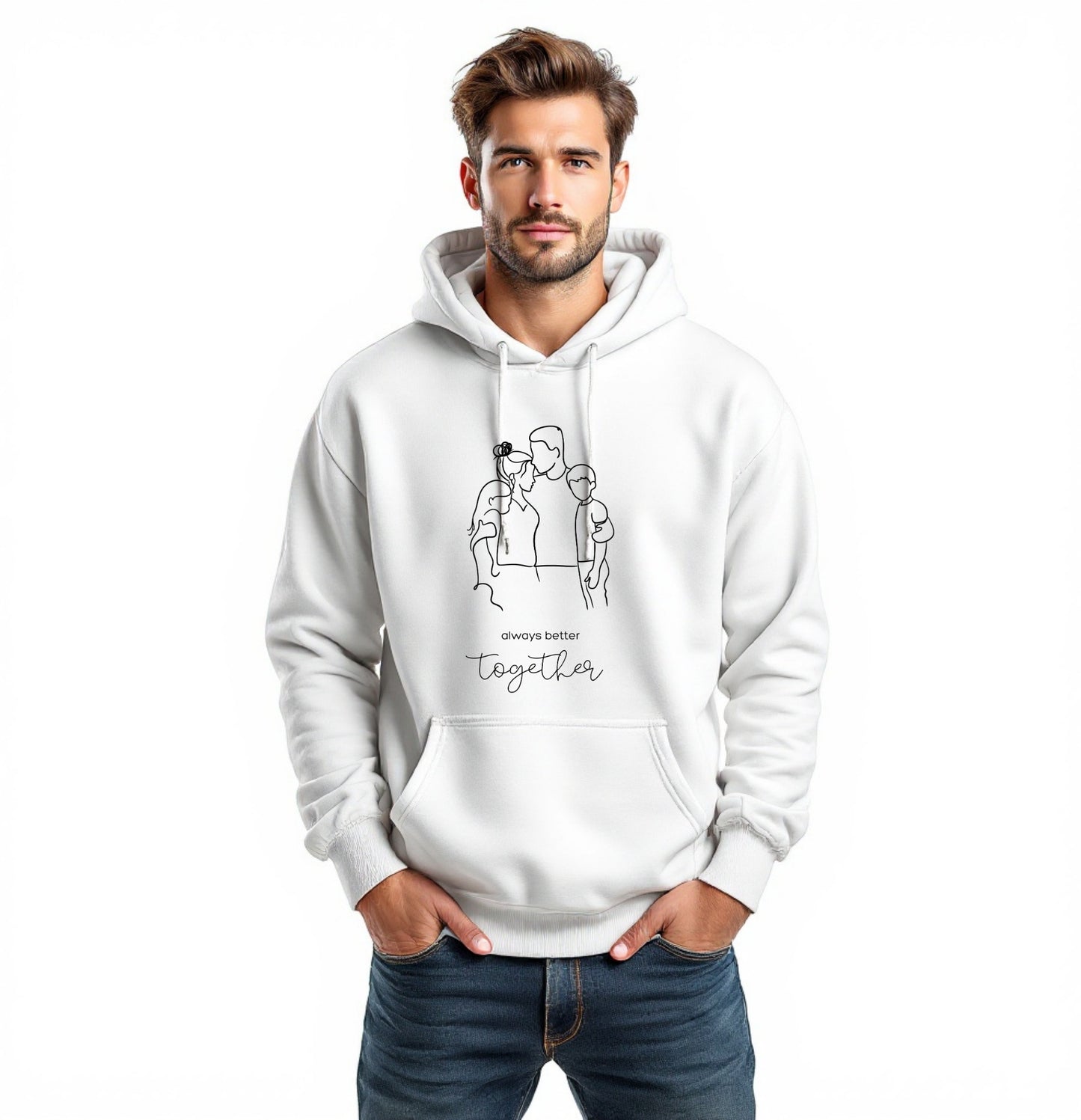 Always Better Together Hoodie – Minimalist Family Line Art Sweatshirt