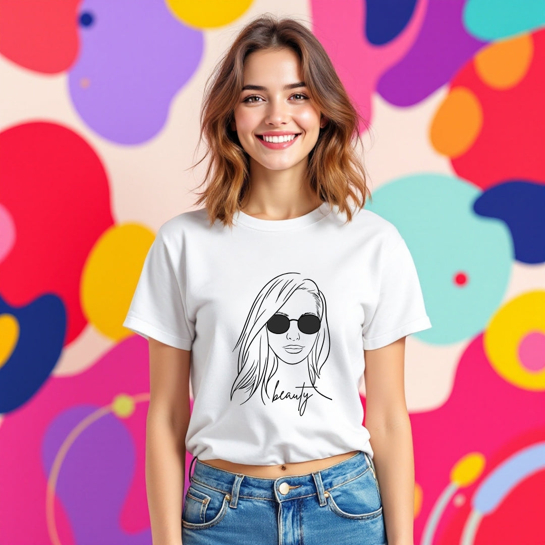 Chic Beauty Line Art T-Shirt