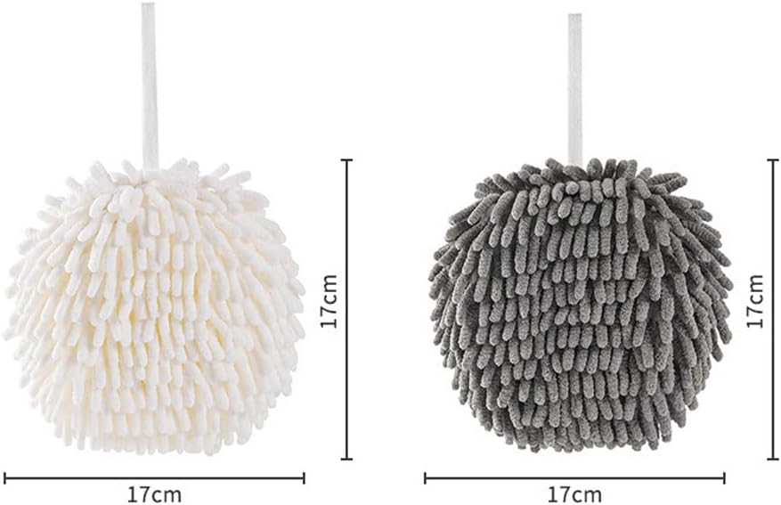 2 Packs Fuzzy Ball Towel,Hanging Bathroom HandTowels,Monochrome Chenille Fluffy Microfiber Decorative Ball Towel,Quick Dry Plush Absorbent Towels,Kitchen Hand Towels for Washstand