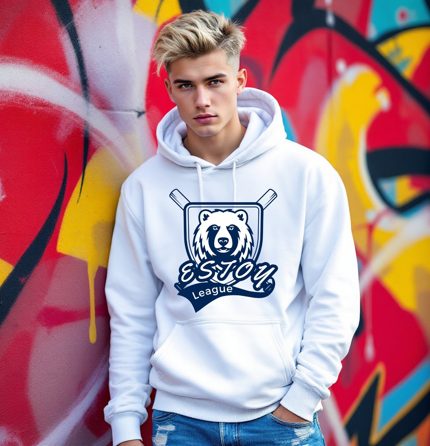 Estoy League Bear Hoodie – Fierce Bear Emblem Sports Sweatshirt