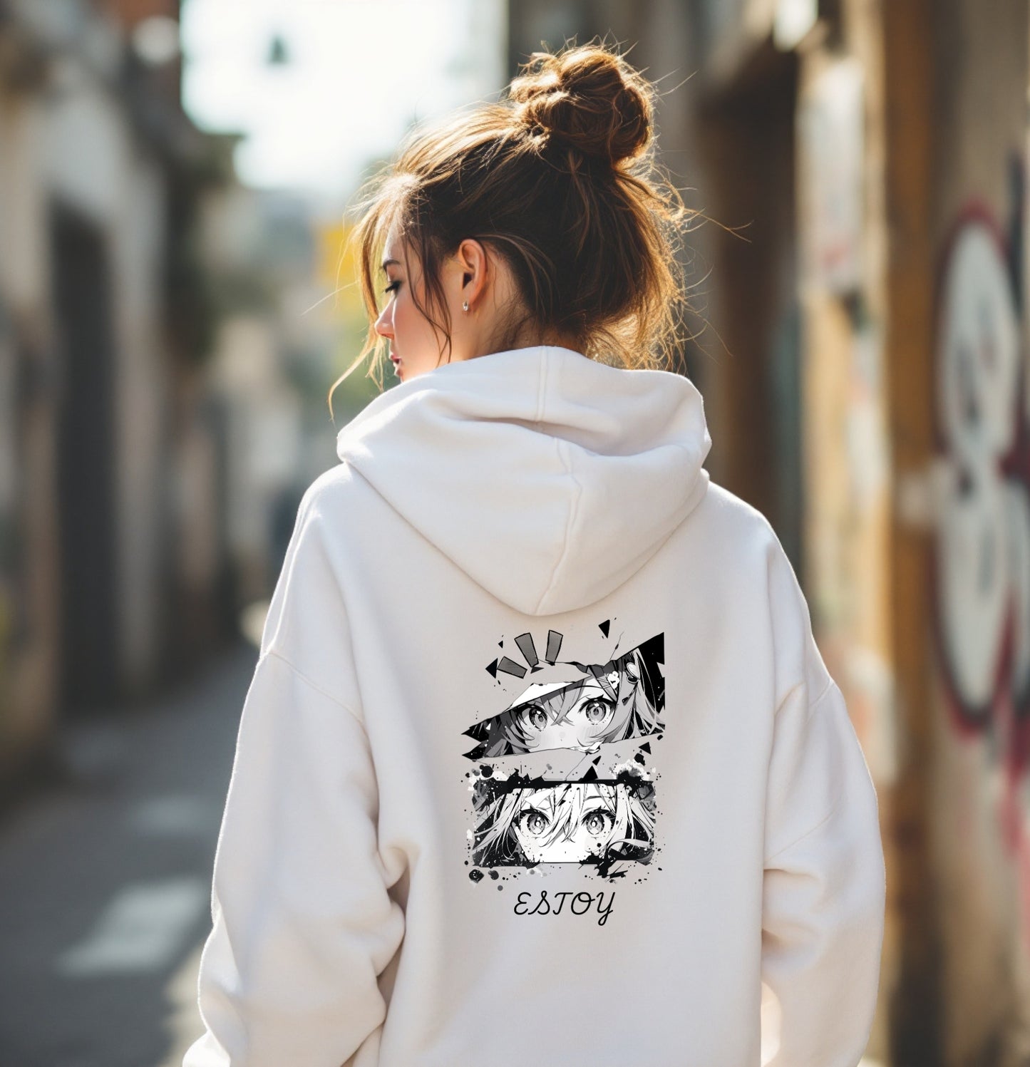 Estoy Anime Eyes Graphic Hoodie – Street Style Edition