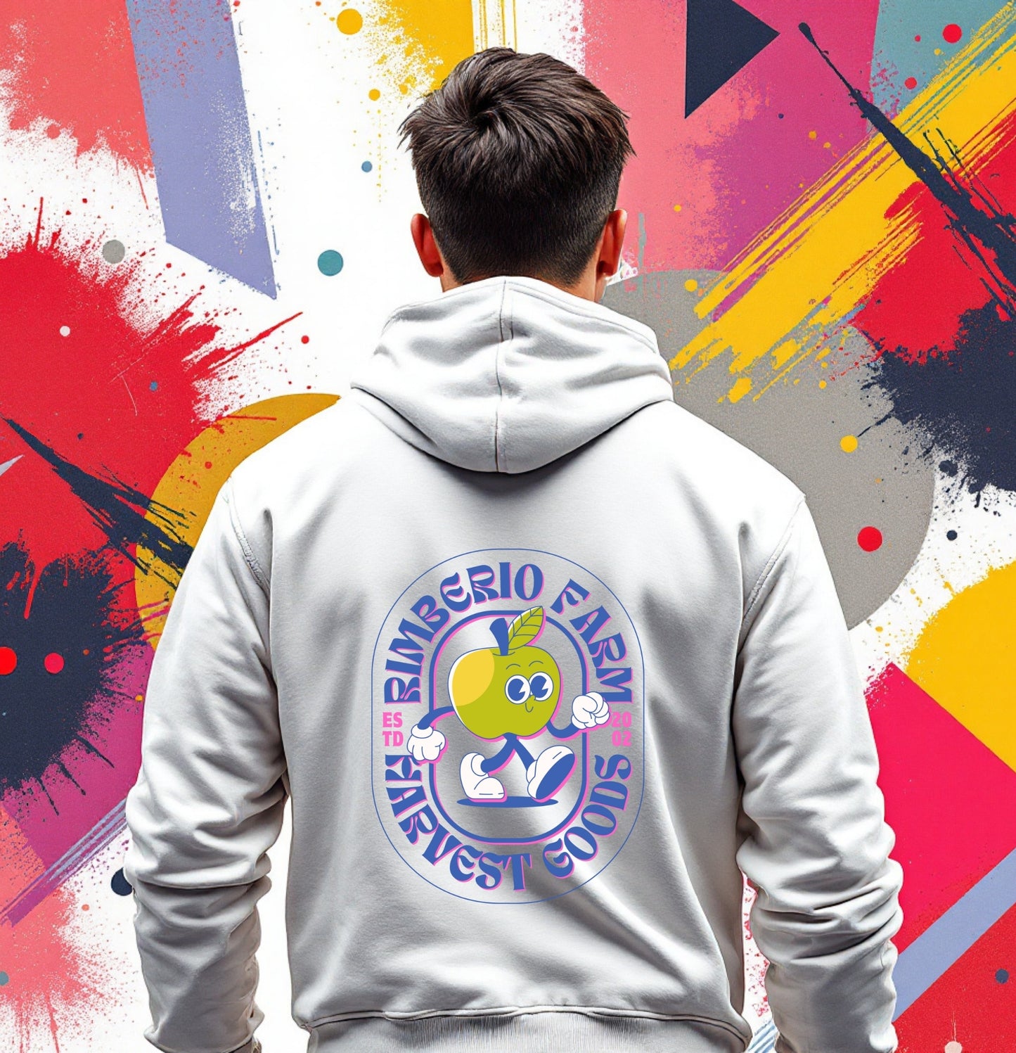 Rimberio Farm Harvest Goods Hoodie – Vintage Cartoon Apple Sweatshirt