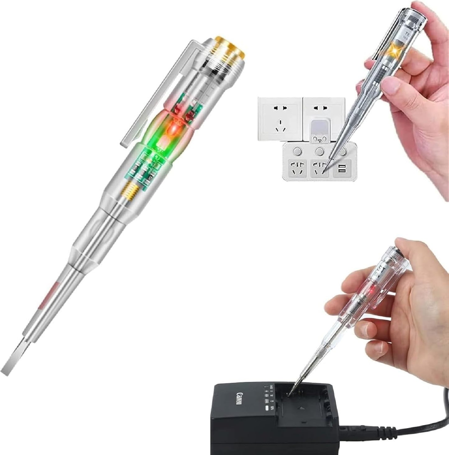 LED Voltage Tester Pen – Electric Test Screwdriver with Red & Green High-Brightness Indicator Lights
