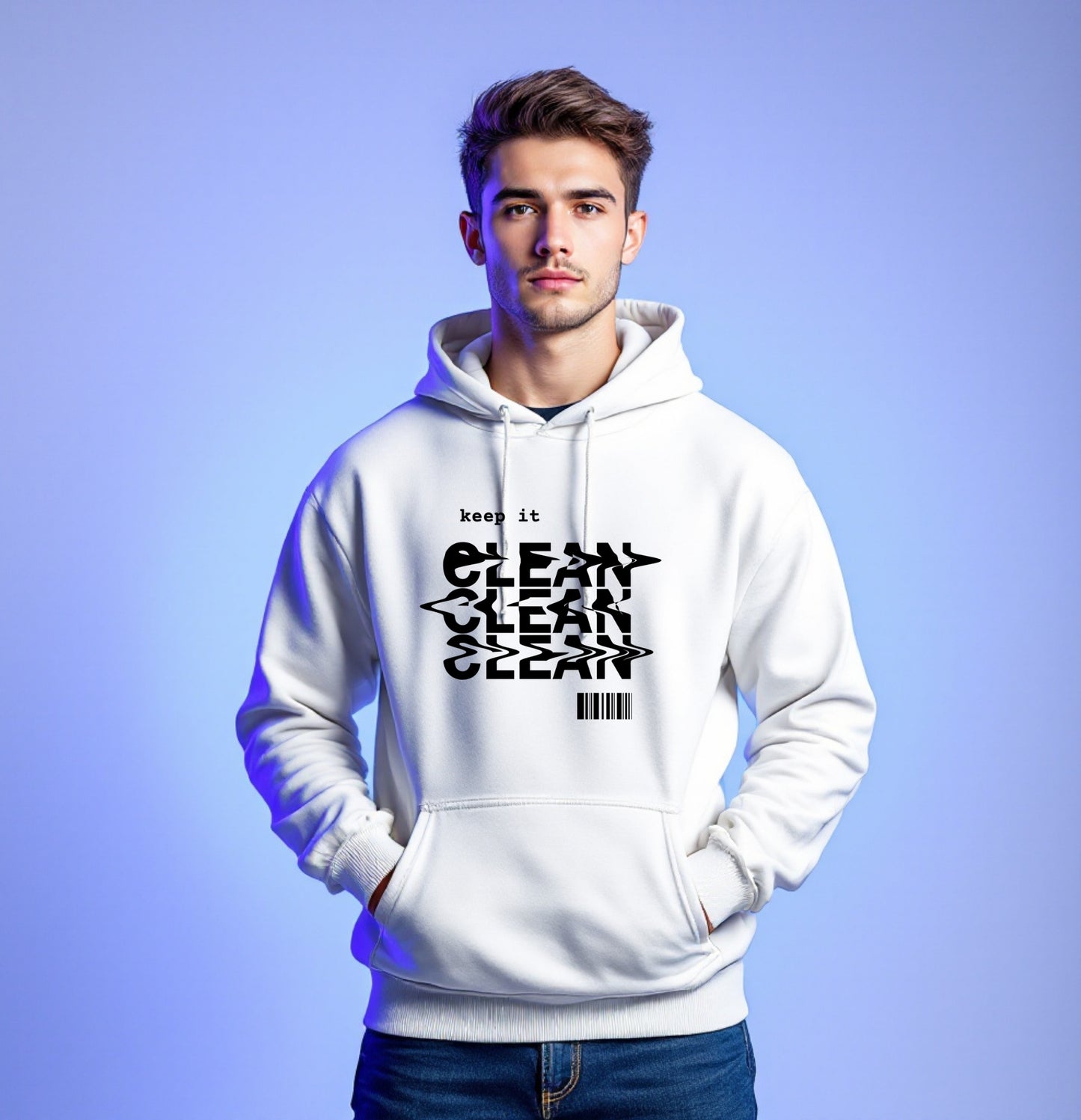 Keep It Clean Distorted Text Hoodie – Modern Streetwear Vibes
