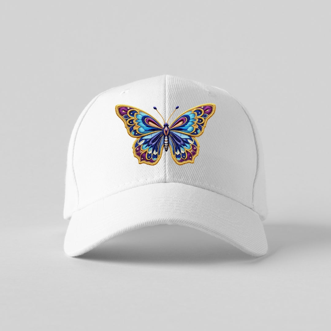 Elegant Butterfly Embroidered Baseball Cap – Vibrant & Artistic Design