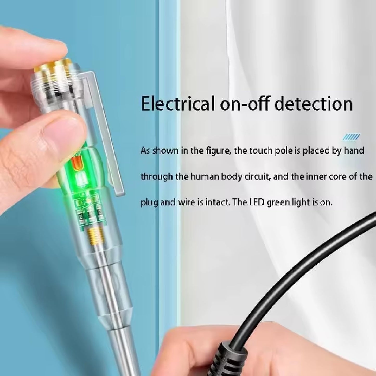 LED Voltage Tester Pen – Electric Test Screwdriver with Red & Green High-Brightness Indicator Lights