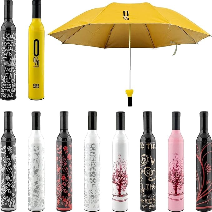 Estoy new Windproof Double Layer Umbrella with Bottle Cover Umbrella for UV Protection & Rain | Outdoor Car Umbrella for Women & Men (Design & Color As Per Availability)