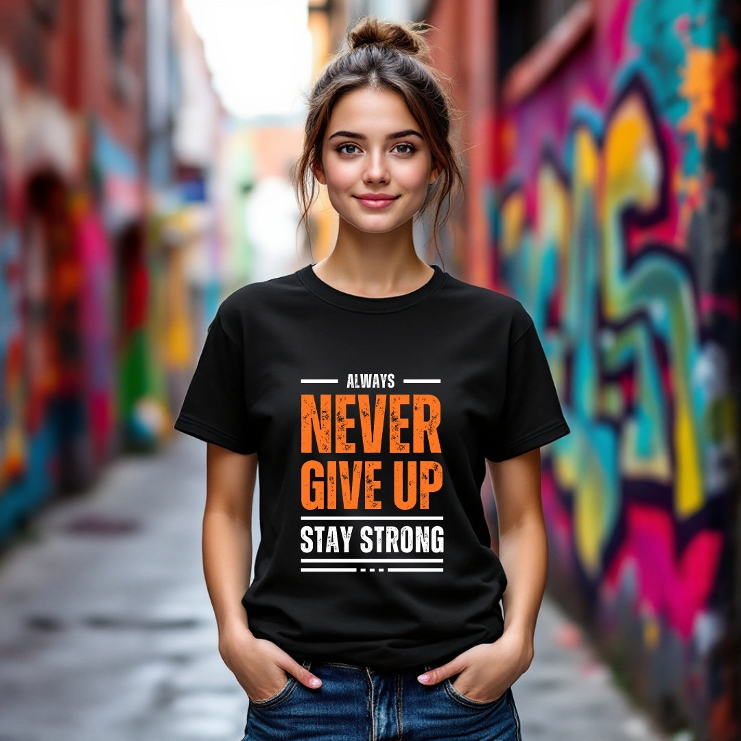 Never Give Up Motivational Graphic T-Shirt