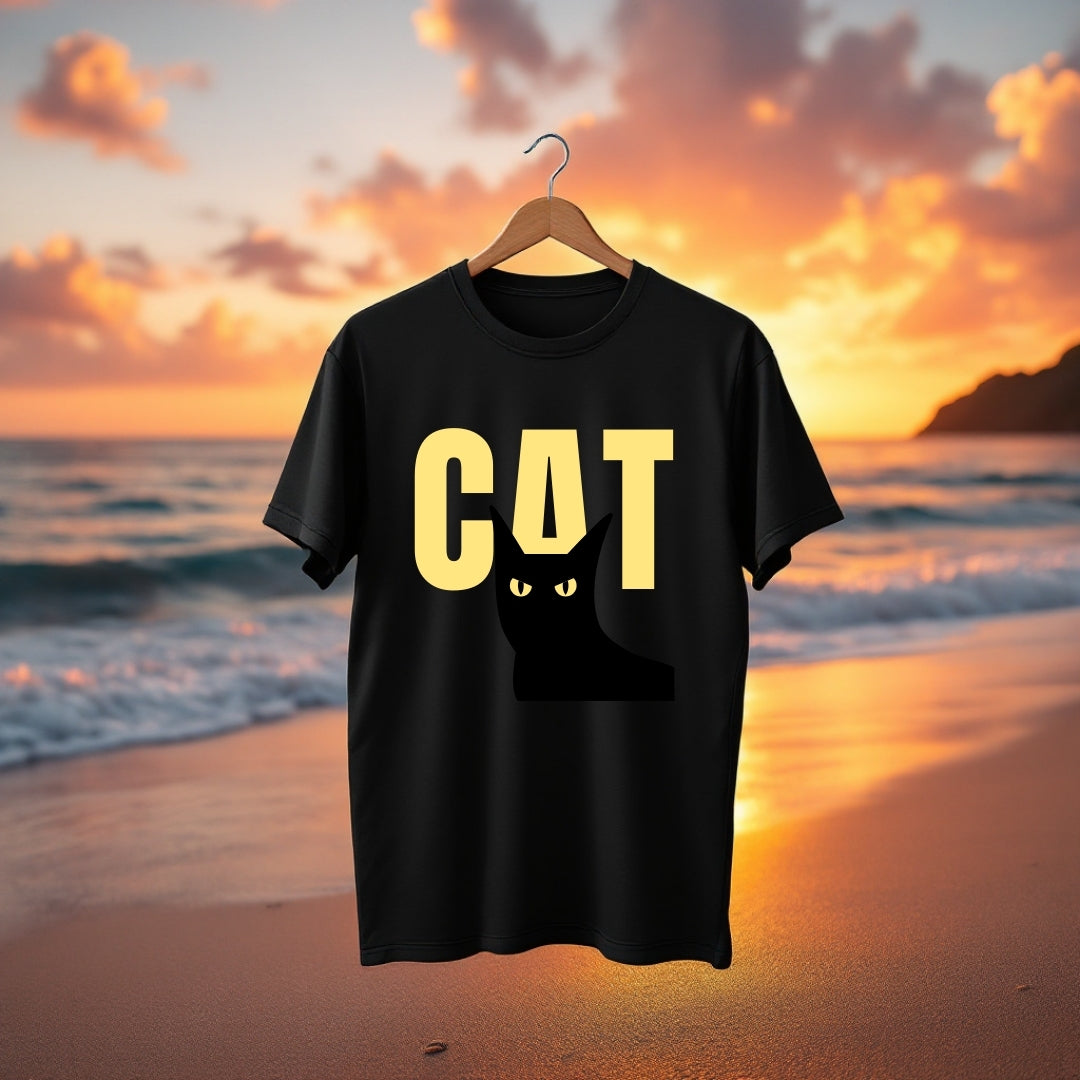 Minimalist Black Cat Graphic T-Shirt