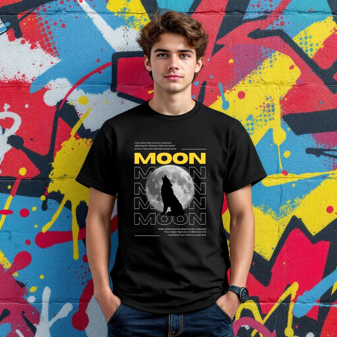 Moon Wolf Howl Graphic T-Shirt