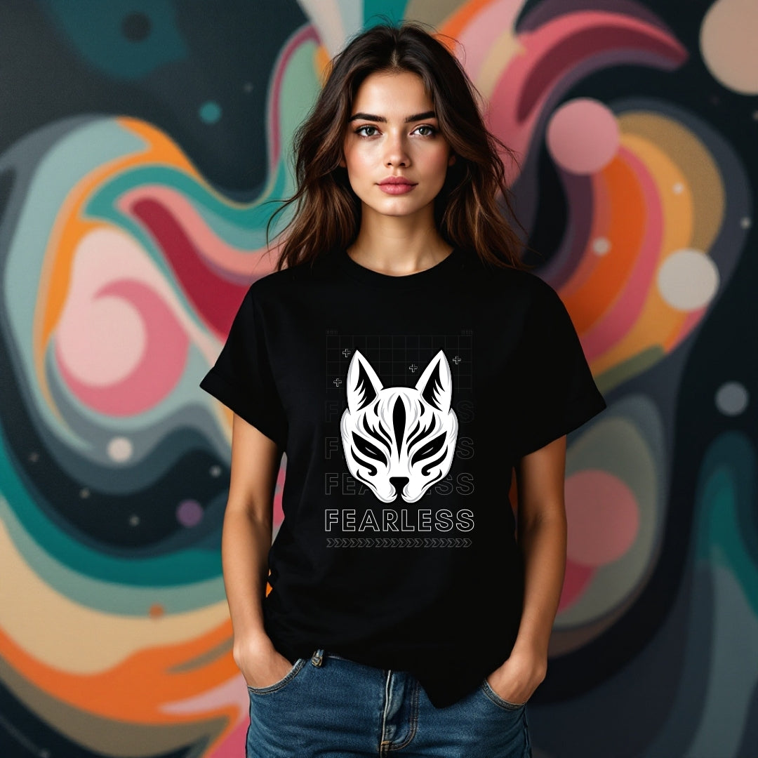 Fearless Cat Mask Graphic T-Shirt – Bold Urban Streetwear Tee
