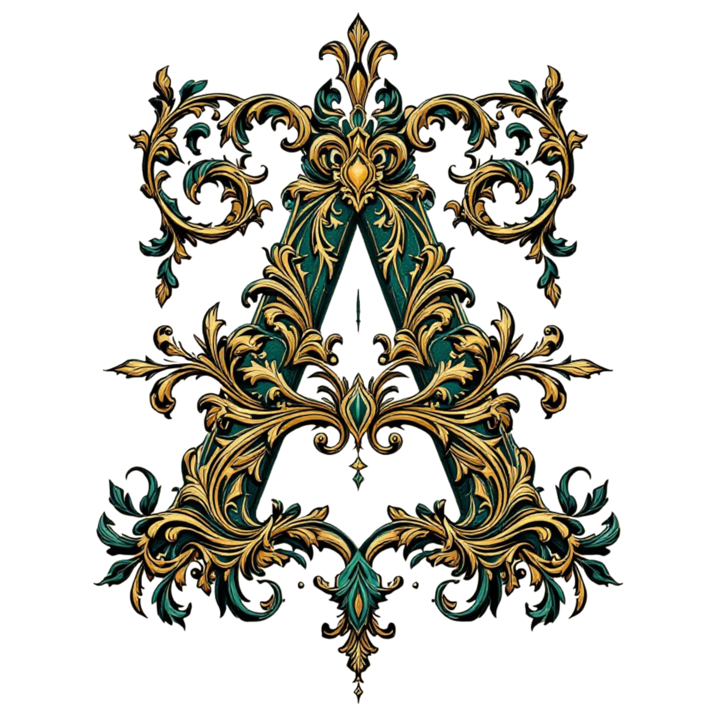 Luxury Baroque Baseball Cap – Ornate Gold & Green Design