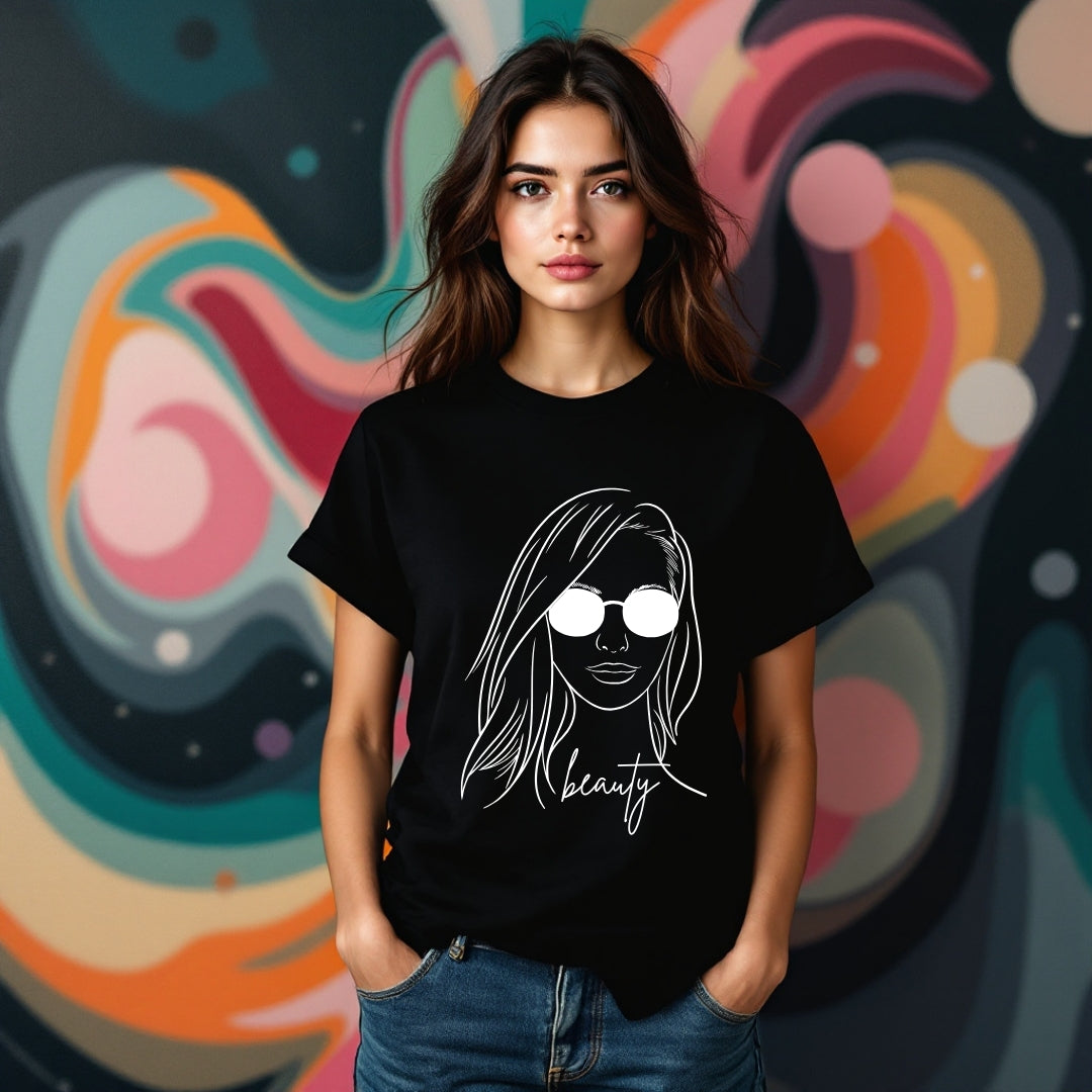 Minimalist Beauty Face Line Art T-Shirt – Chic & Trendy Women’s Tee