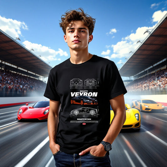 Bugatti Veyron – Ultimate Hypercar Blueprint T-Shirt