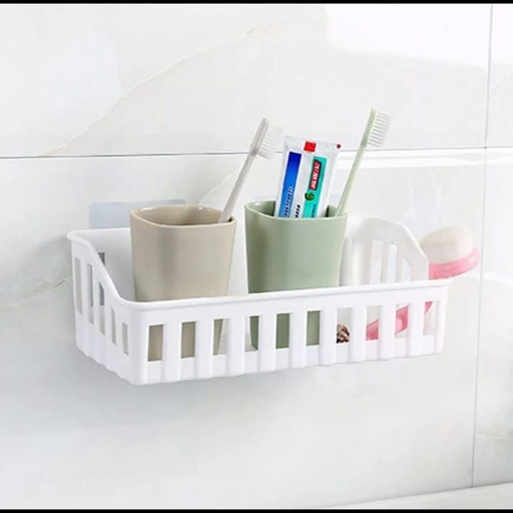 Wall-Mounted Bathroom Storage Basket – No-Drill Organizer