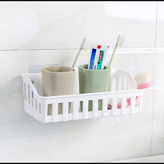 Wall-Mounted Bathroom Storage Basket – No-Drill Organizer