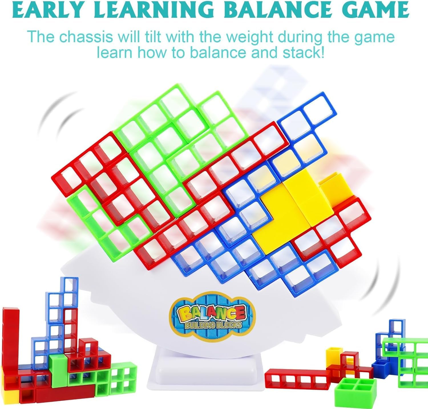 Estoy Swinging Tetra Tower Balancing Puzzle Stacking Game Tumbling Tower STEM Toy Interactive Building Blocks for Kids and Adults Brain Teaser Birthday Gift for Boys and Girls