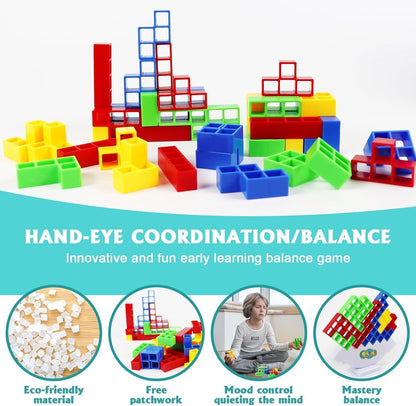 Estoy Swinging Tetra Tower Balancing Puzzle Stacking Game Tumbling Tower STEM Toy Interactive Building Blocks for Kids and Adults Brain Teaser Birthday Gift for Boys and Girls