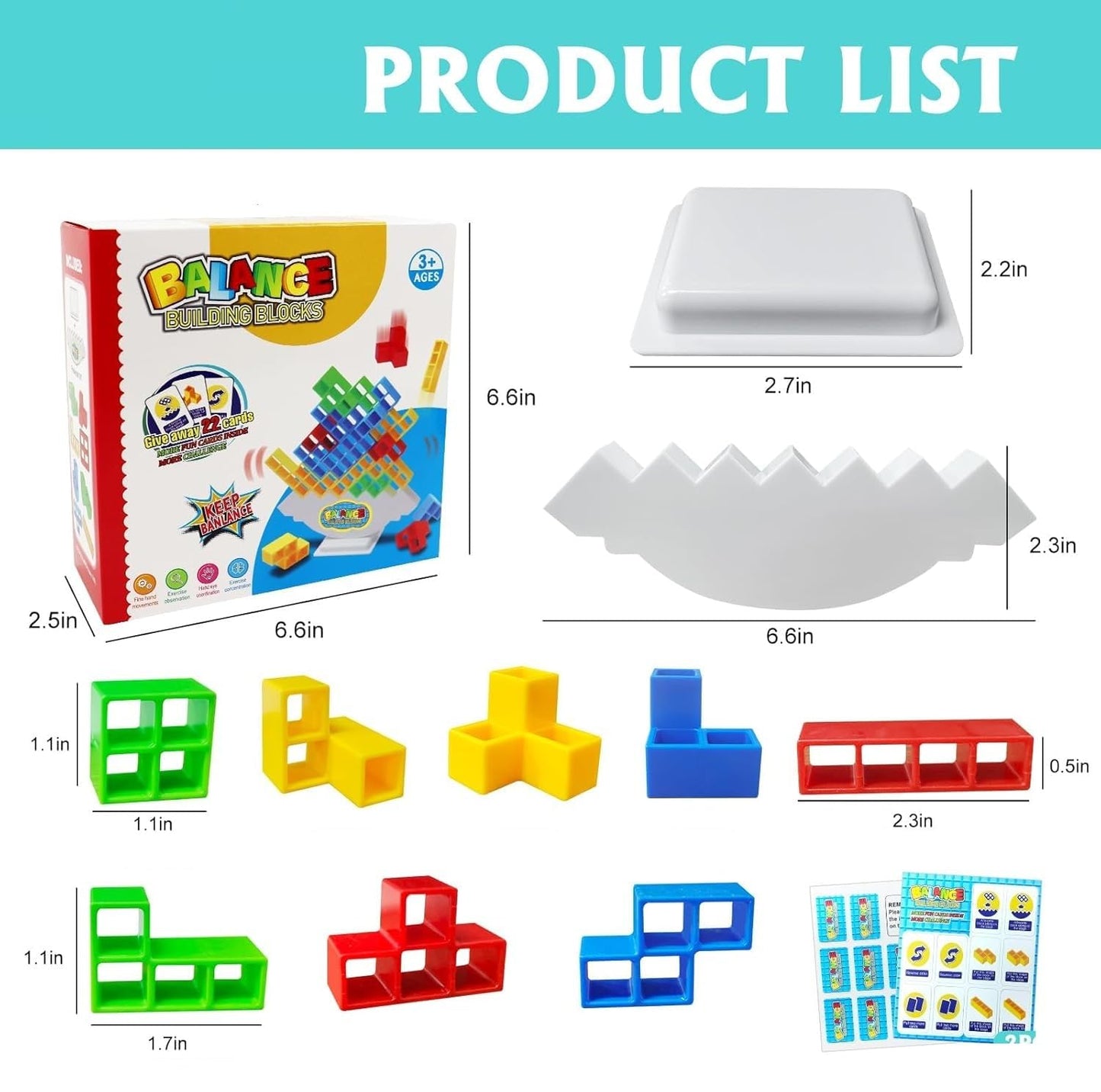 Estoy Swinging Tetra Tower Balancing Puzzle Stacking Game Tumbling Tower STEM Toy Interactive Building Blocks for Kids and Adults Brain Teaser Birthday Gift for Boys and Girls