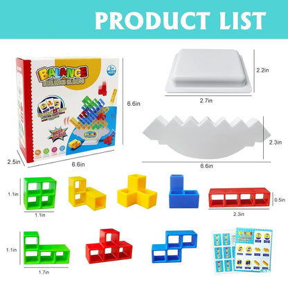 Estoy Swinging Tetra Tower Balancing Puzzle Stacking Game Tumbling Tower STEM Toy Interactive Building Blocks for Kids and Adults Brain Teaser Birthday Gift for Boys and Girls