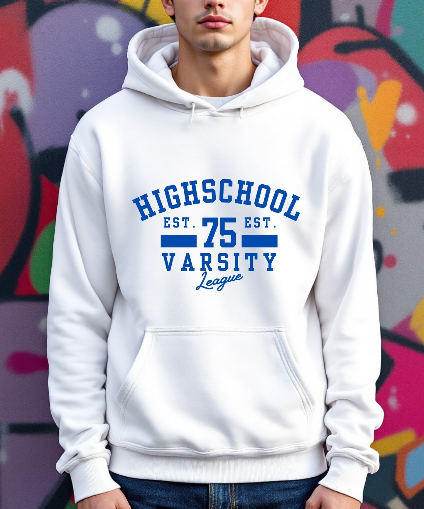 Highschool Varsity League White Hoodie