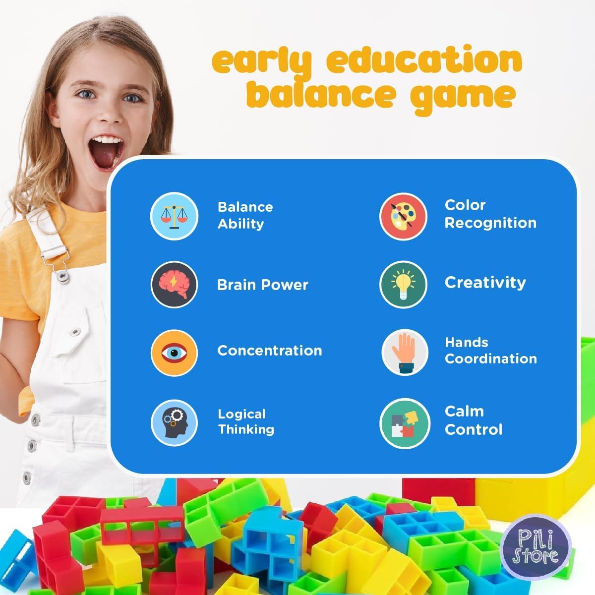 Estoy Swinging Tetra Tower Balancing Puzzle Stacking Game Tumbling Tower STEM Toy Interactive Building Blocks for Kids and Adults Brain Teaser Birthday Gift for Boys and Girls
