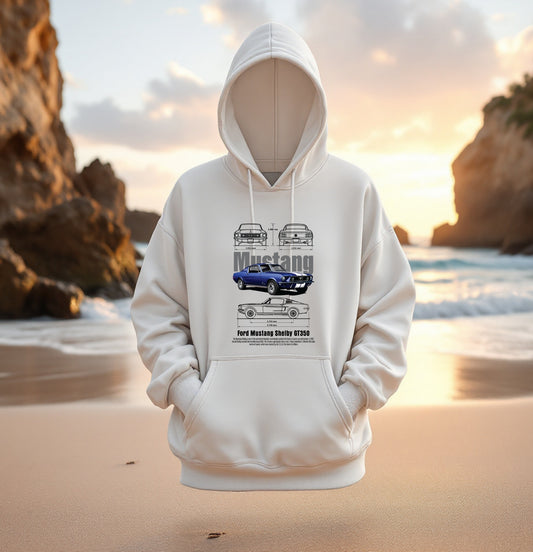 Ford Mustang Shelby GT350 Blueprint Hoodie – Classic Muscle Car Design