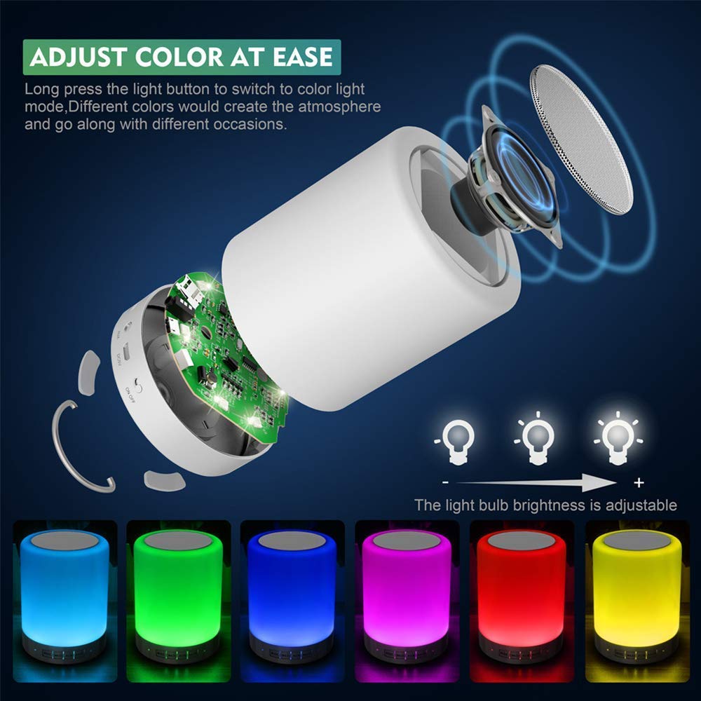 Touch Sensor LED Night Light with Bluetooth Speaker – Color Changing