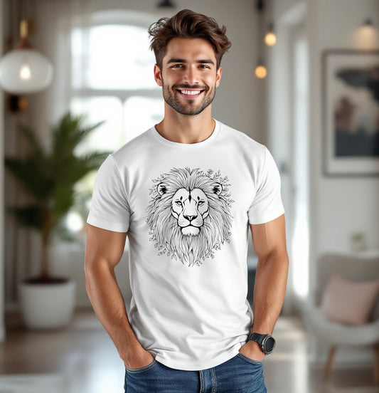 Bold Lion Head Graphic T-Shirt – Vibrant Artistic Animal Tee