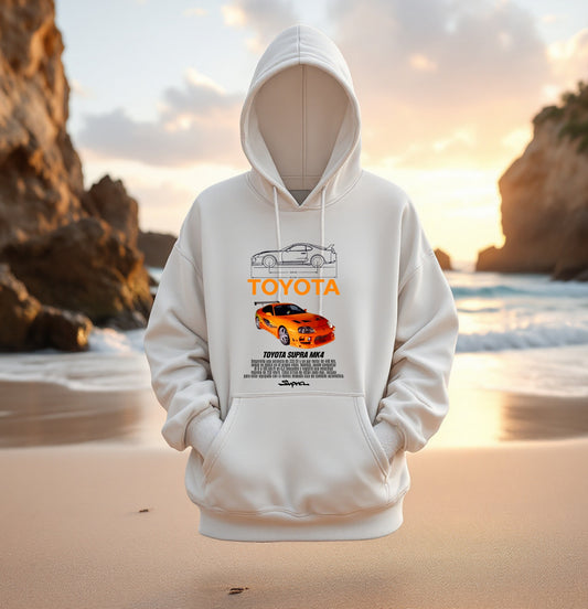 Toyota Supra MK4 JDM Hoodie – Orange A80 Car Graphic