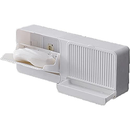 Wall-Mounted with Soap Box Cover Double Grid-Asphalt Toilet Laundry soap Box soap Box (Size : 25 x 10 x 4 CM, Color : Multi