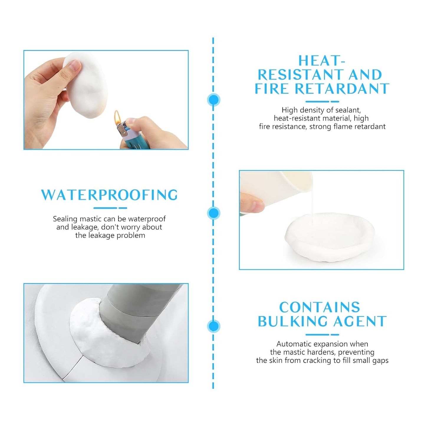 Estoy Sealing Glue Mud Clay Sealant White Sewer Mending Waterproof Fill Holes, Cracks, Gaps & Voids Around Windows, Doors, Pipes Hole Filler for Plugging Holes, Wall Hole, Air Conditioning Pipe Holes