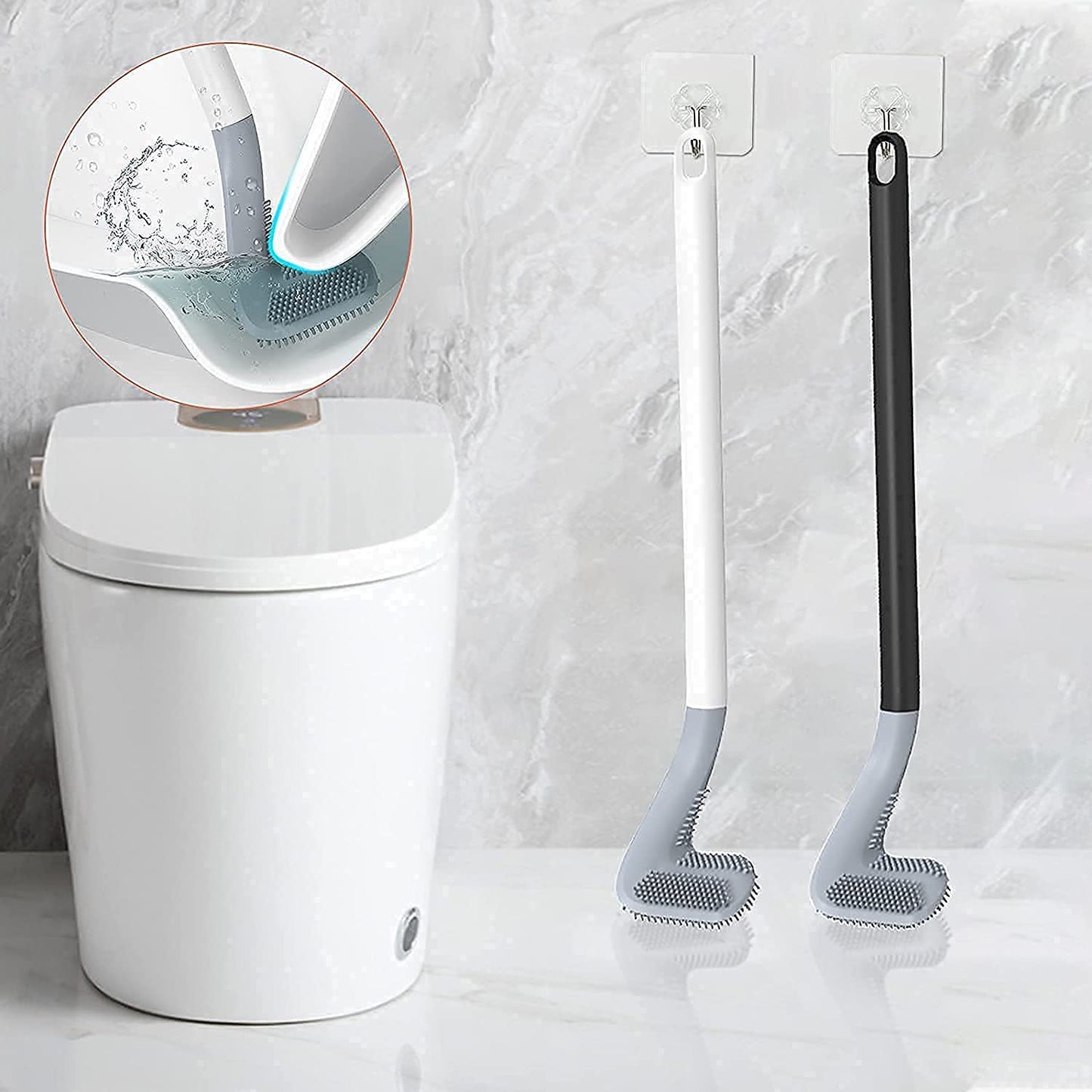 Long-Handle Silicone Toilet Brush – Flexible Deep Cleaning