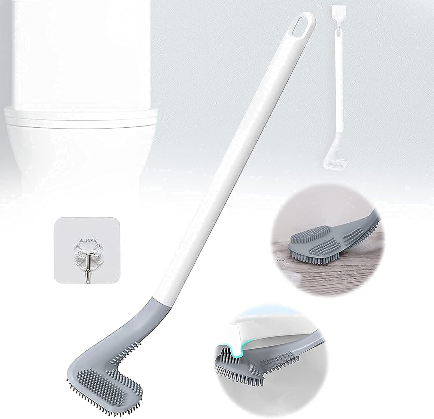 Long-Handle Silicone Toilet Brush – Flexible Deep Cleaning