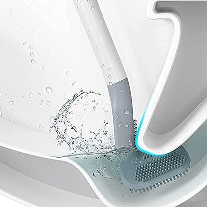 Long-Handle Silicone Toilet Brush – Flexible Deep Cleaning