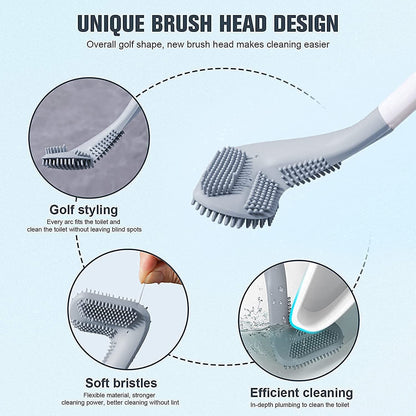 Long-Handle Silicone Toilet Brush – Flexible Deep Cleaning