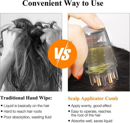 Estoy Hair Oil Applicator Comb, Smooth Root Comb Applicator Bottle For Scalp Oil, Anti Hair Loss Lotion Dispenser, Anti-Leak, 6Ml Scale Control, Salon Care, Oily/Greasy Hair (10ML)