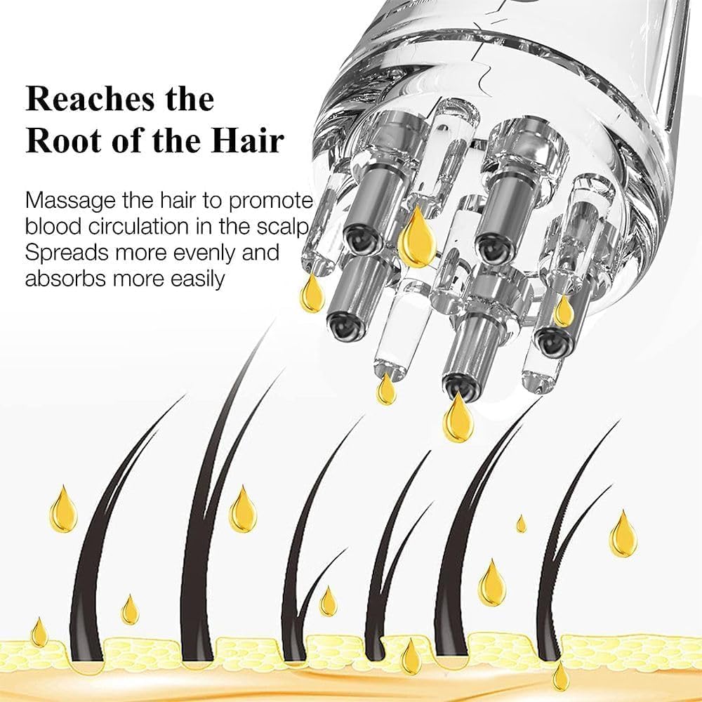 Estoy Hair Oil Applicator Comb, Smooth Root Comb Applicator Bottle For Scalp Oil, Anti Hair Loss Lotion Dispenser, Anti-Leak, 6Ml Scale Control, Salon Care, Oily/Greasy Hair (10ML)